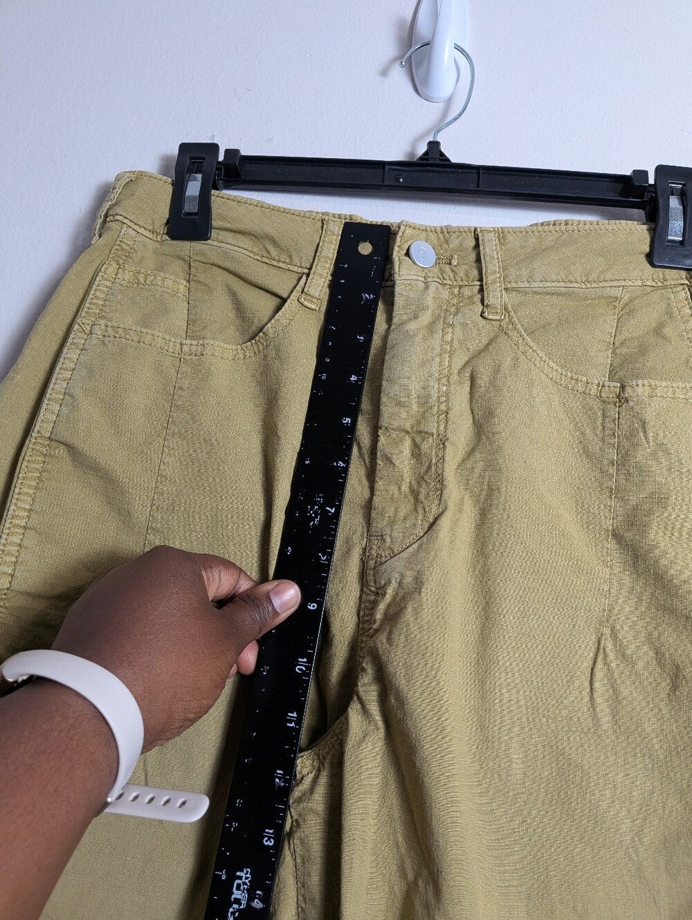 Anthropologie Pilcro Barrel Leg Pants  Burnout Olive Green Rustic Sz 28 - Picture 4 of 9